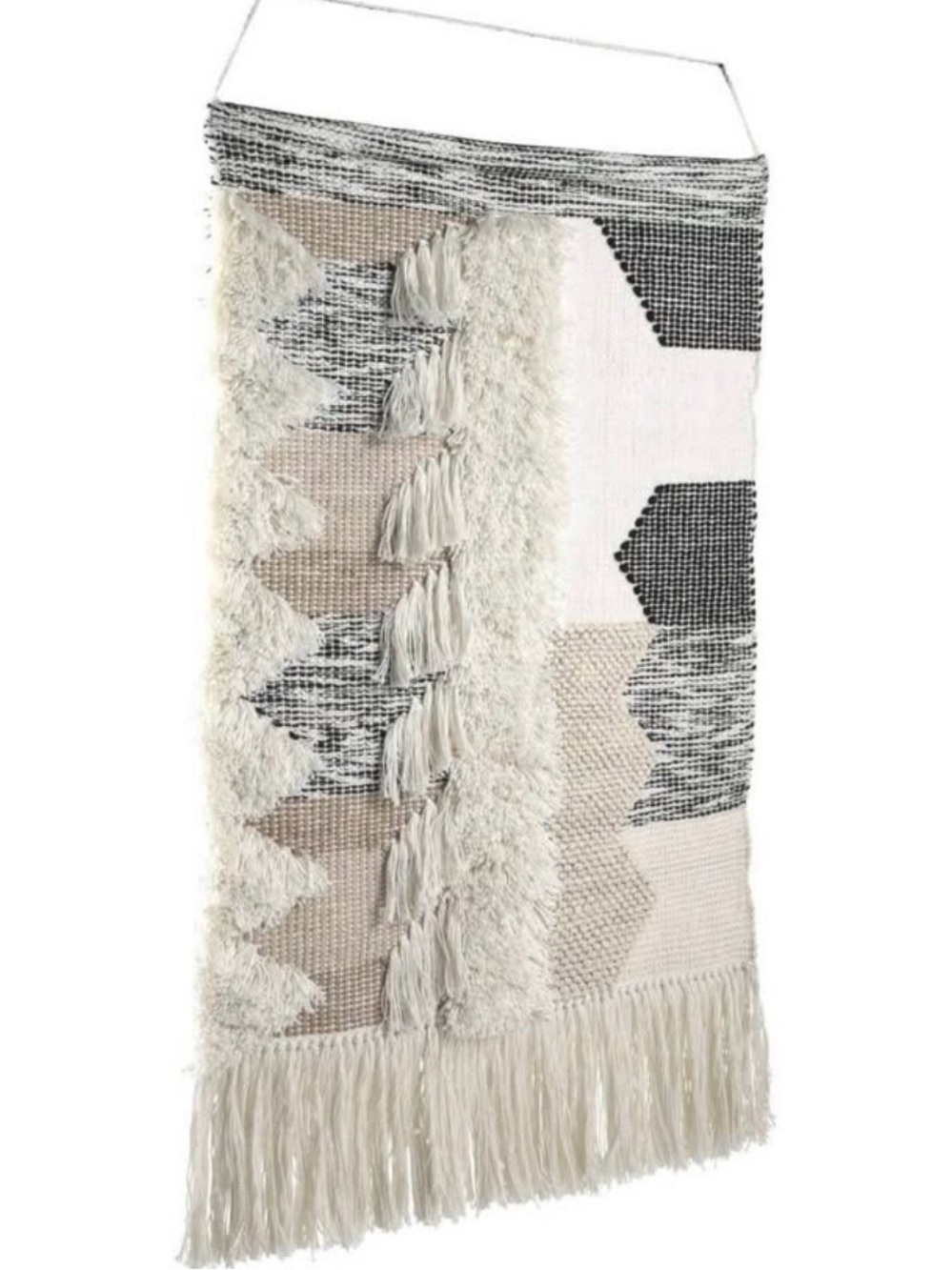 Decorative Boho Fringe Wall Hanging - Cream, Tan, Black